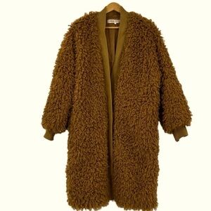 Free People Mongolian Boho Faux Fur Shag Oversized Retro Penny Lane Coat SZ S/M